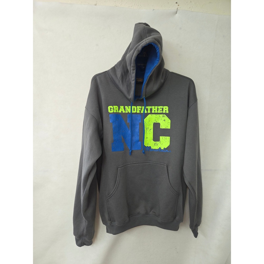 Tipsy Grandfather Mountain NC Hoodie Mens XL Gray Neon Graphic Pullover USA Made